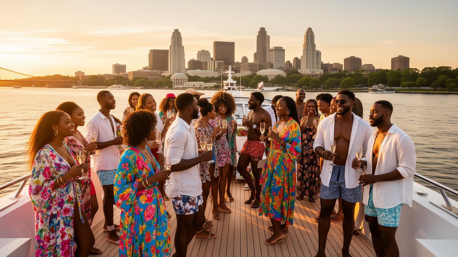 DC Black Yacht Fest luxury yacht party at sunset